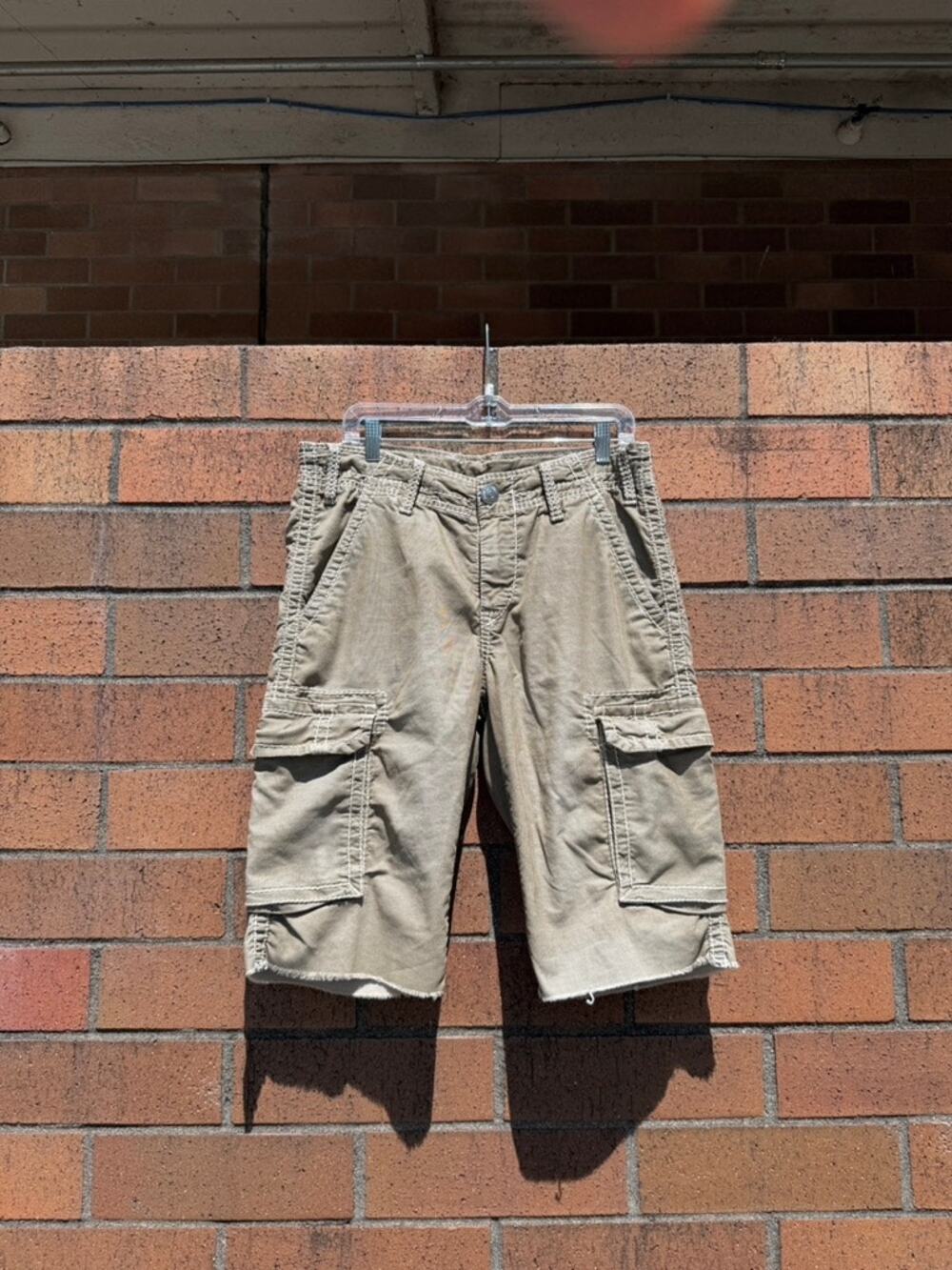 Y2K True Religion Vintage Olive Green Anthony Corduroy Cutoff Cargo Shorts Super
